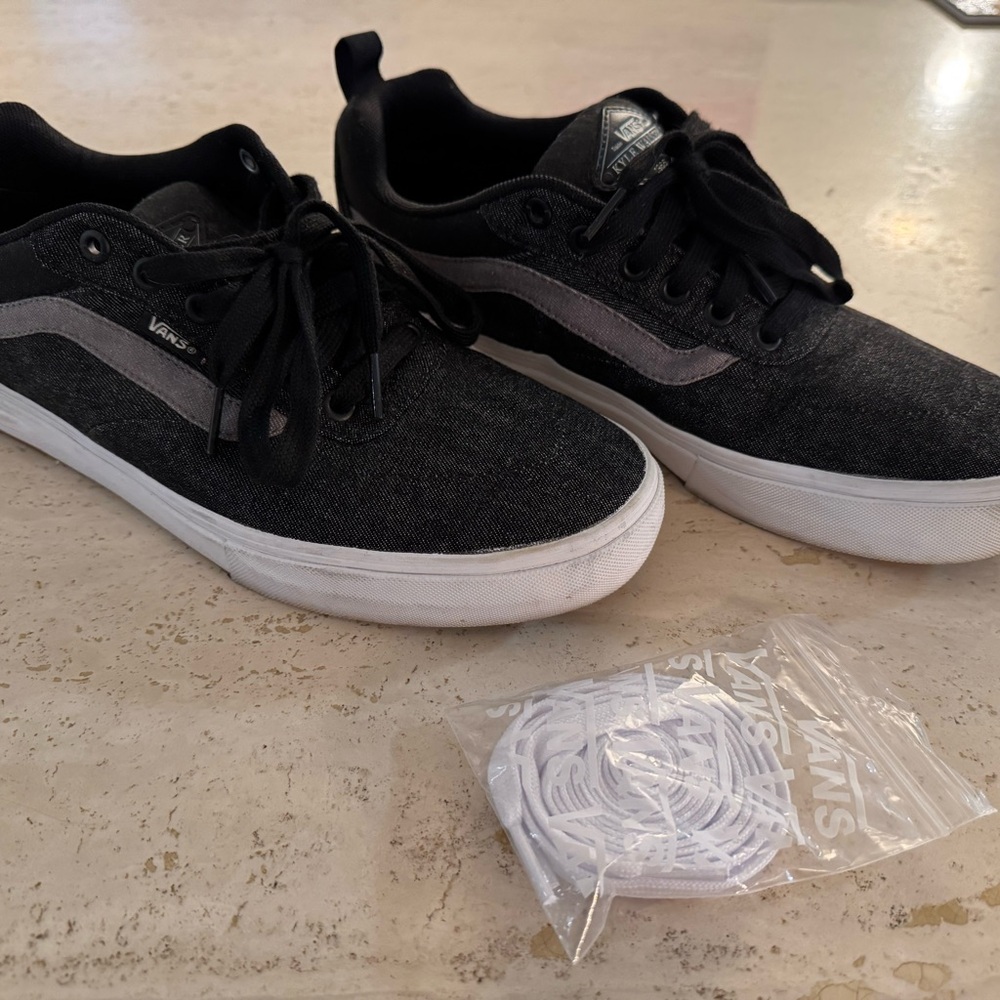 Vans Men's Charcoal and White Denim Sneakers